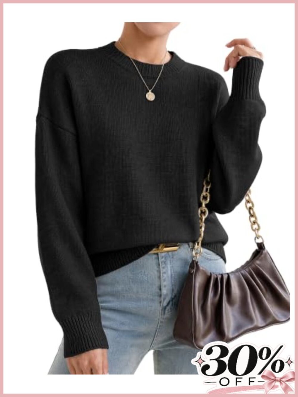 Cashmere Blend Oversized Crewneck Pullover Sweater Womens